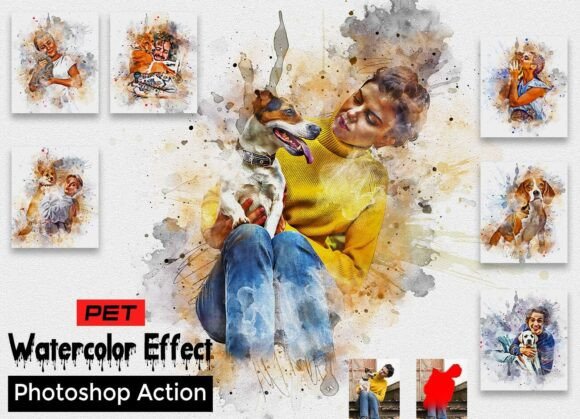 Download Pet Watercolor Effect Photoshop Action - Watercolor effect Collection